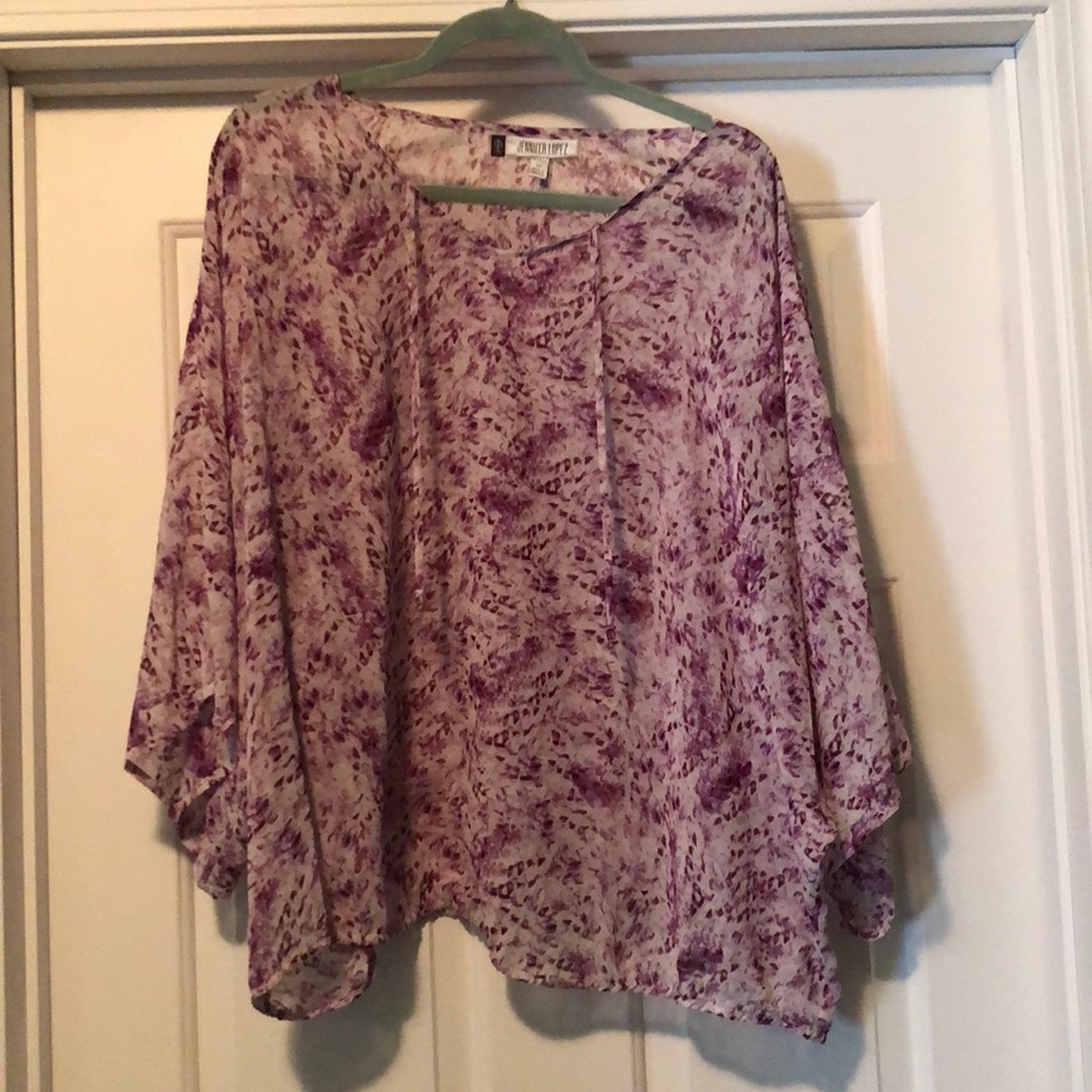 Jennifer Lopez flutter sleeve blouse